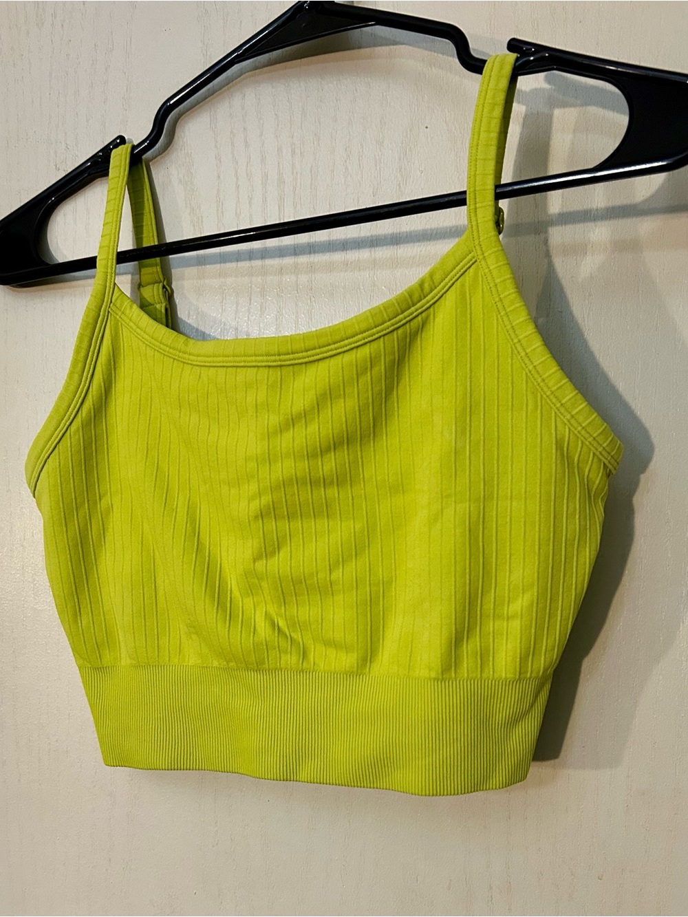 H&M Move Lime Green Ribbed Sports Bra Crop Top Size L